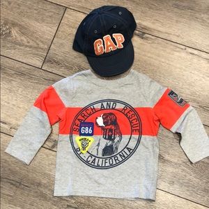 Gap long sleeve shirt and hat Size 2 yrs & hat S/M